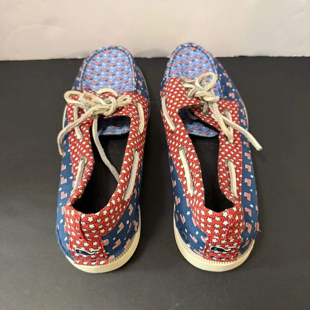 Sperry Vineyard Vines Boat Shoes Mens 9 American Flag Stars Patriotic STS19092